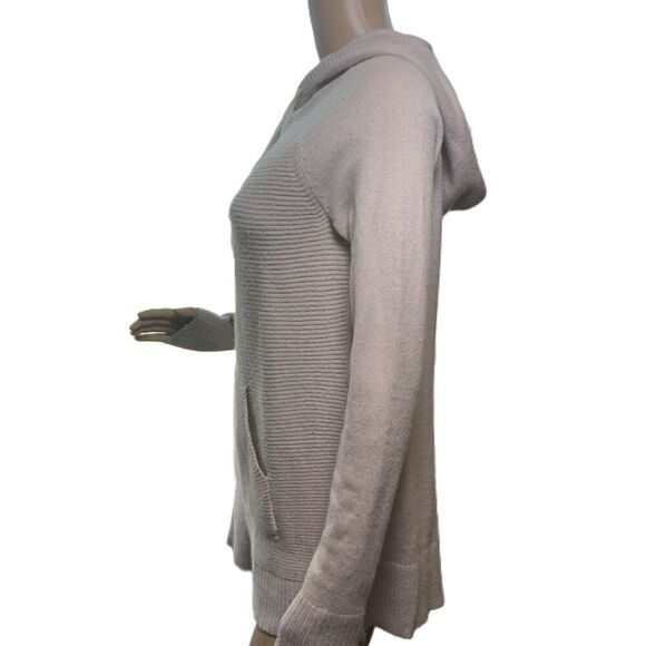 Sonoma Beige Long Sleeve Front Pocket Ribbed Hem Cottagecore Hooded Sweater Med - Picture 10 of 14